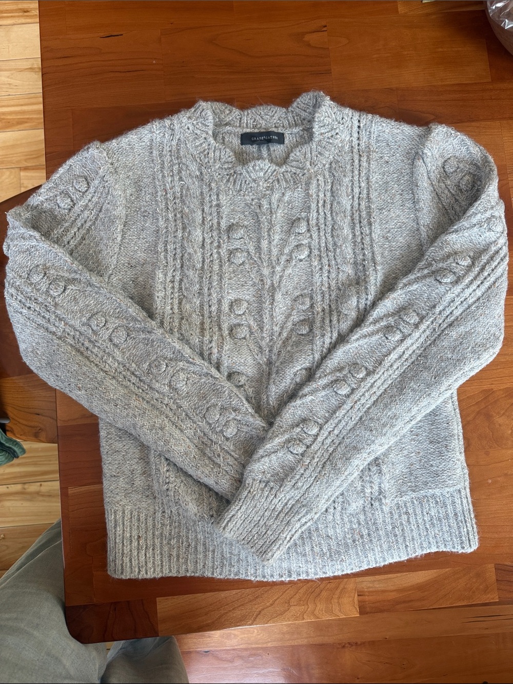 Grade & Gather Wool Cable Knit Sweater - Gray
